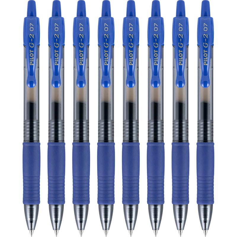 Pilot G2 Premium Gel Roller Pens, Fine Point 0.7 mm, Blue Ink Pens Fine Point, Pack of 8 - Ideal for School, Journaling, and Office Writing - Image 1